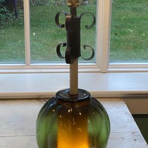Photo of RETRO 60s/70s Tall Lamp w Avocado Glass Ball