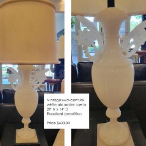 Photo of Vintage Mid-century white alabaster Lamp