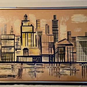 Photo of Fabulous HUGE MCM Print NYC Skyline K. Wilton for Turner Wall Accessories
