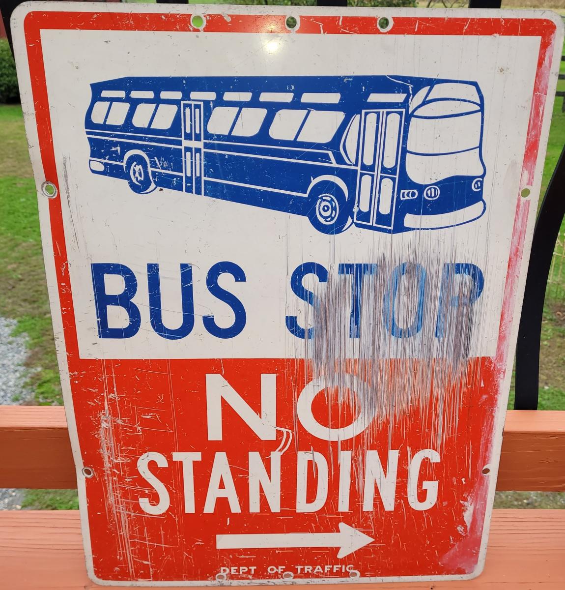 Photo 2 of Vintage Metal Bus Stop Sign + Phone from Car Pay Phone Metal Sign
