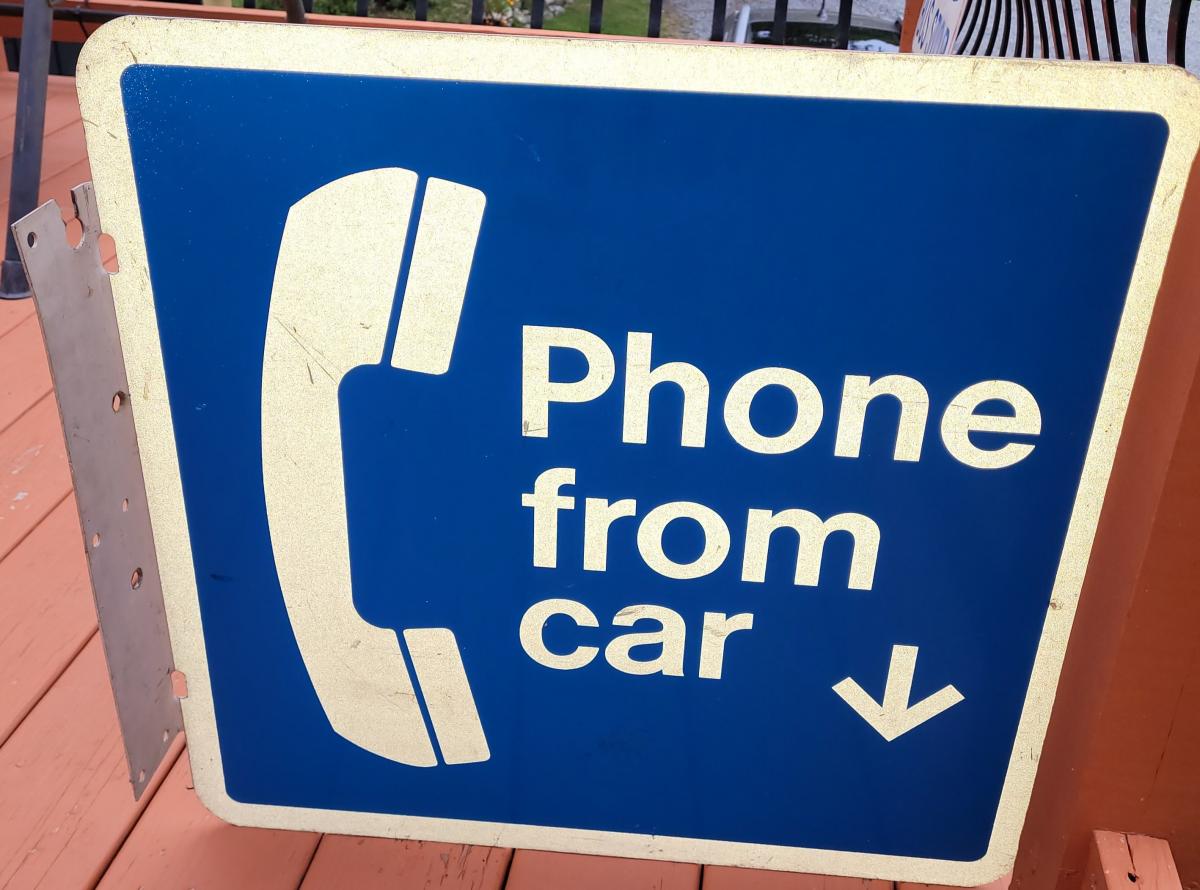 Photo 9 of Vintage Metal Bus Stop Sign + Phone from Car Pay Phone Metal Sign