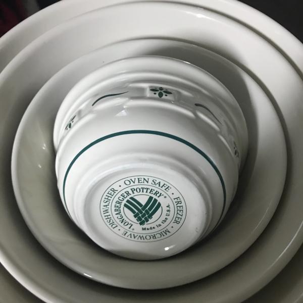 Photo of Longaberger Heritage green mixing bowls 