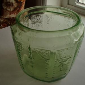 Photo of green Princess depression glass