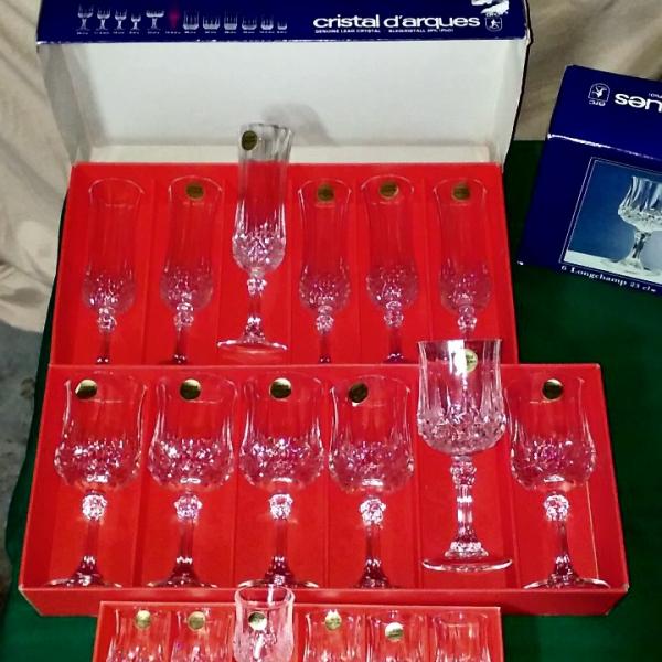 Lot of three boxes of Cristal d'Arques Genuine Lead Crystal glasses