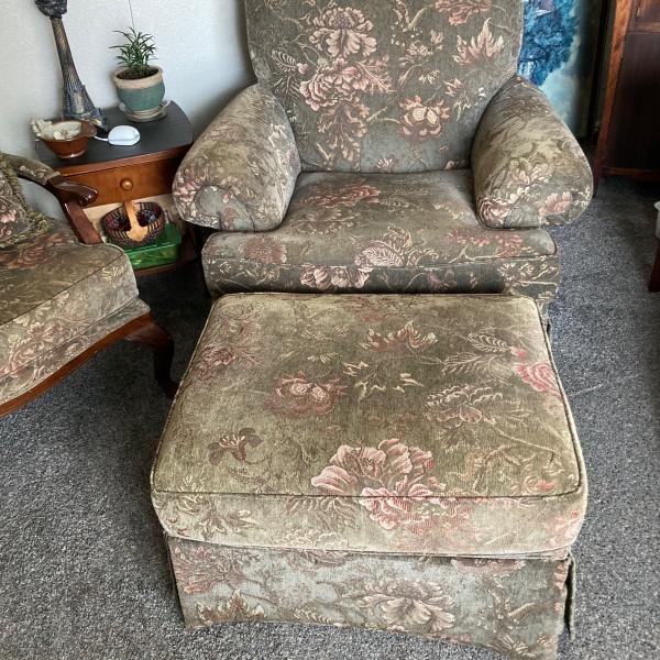 Photo of Two (2) Living room chairs plus ottoman