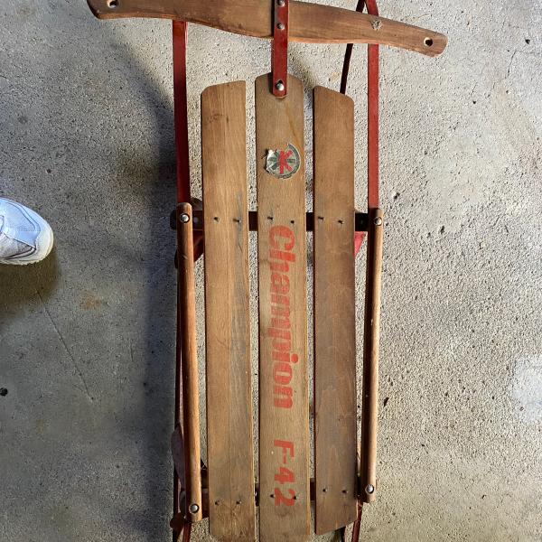 Photo of Vintage Champion F-42 Metal and Wood Sled