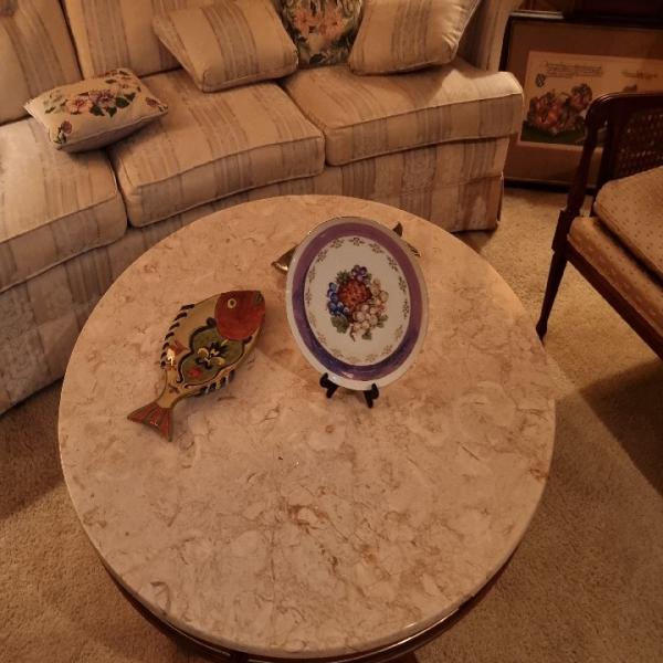 Photo of Antique Marble & Wood Coffee Table