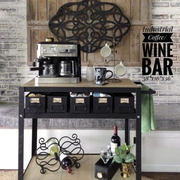 Photo of Coffee/Wine Rolling Industrial Bar Cart