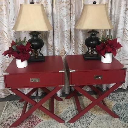 Photo of Pair of Red End Tables/Nightstands-PRICE REDUCED!