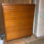 Wood Furniture, Bedroom Set, Vintage Highboy, Midcentury, Glassware