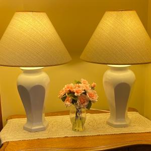 Photo of Pr Large White Hexagon Ceramic Lamps
