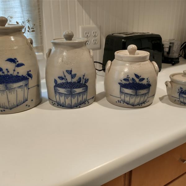 Photo of Salmon Falls stoneware canisters/ pots