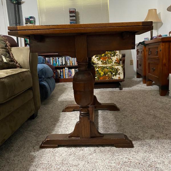Photo of Antique Oak Draw Leaf Refectory Dinning Table 