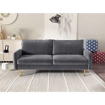 Photo of Brand new gray velvet upholstered sofa from Wayfair
