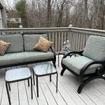 Outdoor loveseat, chair and two small tables