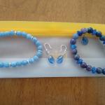Blue Beaded Stretch Bracelets & Earring Set  (NEW)