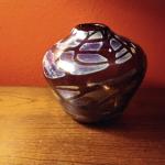 Vintage Studio Art Glass Irridescent Vase Signed S. West 74 4.5"