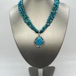 LOT 105: Sterling Silver & Blue Kingman Enhancer with 18" Bead Necklace