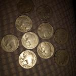 10 Vintage Worn Buffalo Nickels
