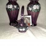 Lot of Three Vintage Fenton Handcrafted Glass Artistry Vases & Basket