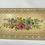 Vintage Tole Hand Painted Nashco Products Floral Pattern Metal Serving Vanity Tr