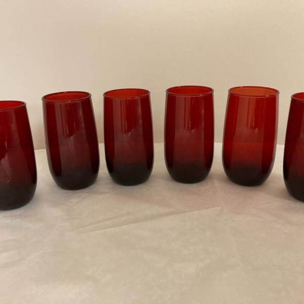 Photo of Set of 6 Ruby Red Roly Poly 5" tumbler glasses