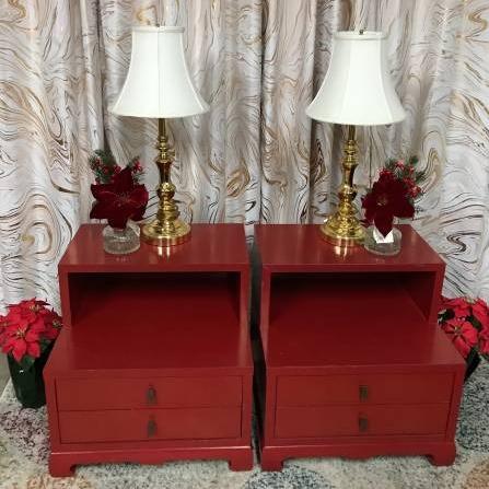Photo of Pair of red Asian End Tables/Nightstands-PRICE REDUCED!