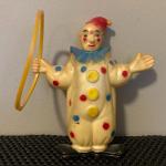 Vintage Circus Clown with hoop Hard Plastic toy with hoop