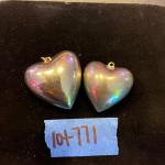 (2) silver puff heart pendants