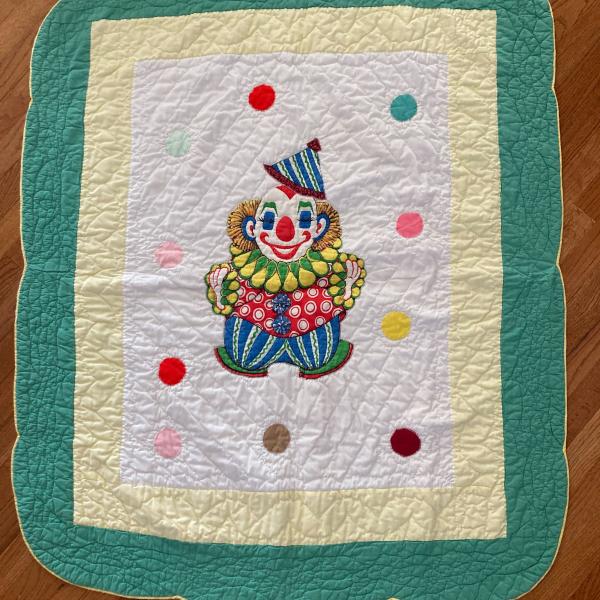 Photo of Clown child quilt 42"x 52" hand quilted & applique is machine border