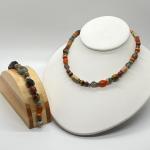 LOT 74: Sincerely Southwest Sterling Silver and Gem Bead Necklace (17") and Brac