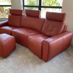 Lot 295. Leather Reclining Sofa with Ottoman