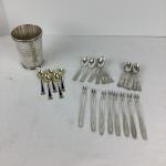 8740 Lot of Silverplate Demitasse Spoons, Cocktail Forks and more