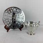 8732 Sterling Silver Bowl with Crystal and Silver Trivet