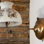 WALL HANGING OIL LAMP WITH FLORAL SHADE