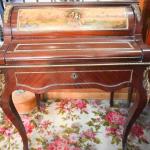VICTORIAN / COLONIAL DESK  WITH ART THAT FOLDS DOWN BY OPENING DRAWER- COMES WIT