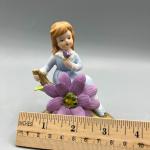 Vintage Ensco Purple Flower Girl Porcelain Figurine