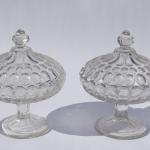 Pair of Vintage Pressed Glass Candy Dishes