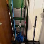 Cosco step ladder and brooms
