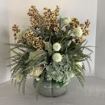 Lot 9003 Large Faux Floral Arrangement in Celadon Vase