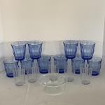 Lot 9005. Blue Glass Juice Glasses & Clear Juice Glasses & Clear Glass Bowl