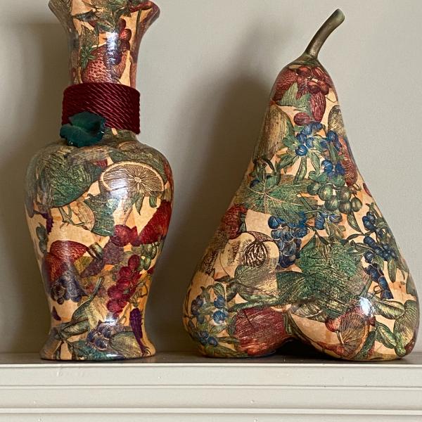 Photo of Large Ceramic Vase & Pear w/fruit design
