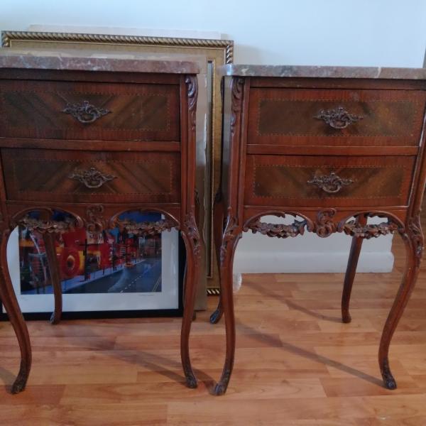 Photo of Antique Vintage 1900's Marble top End Tables
