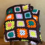 Adorable Vintage Multicolored Squares Afghan Throw