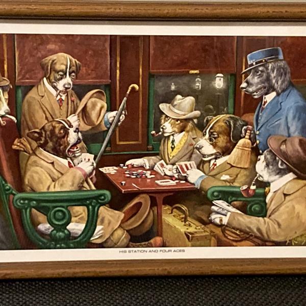 Photo of Dogs Playing Poker "HIS STATION AND FOUR ACES" CM Coolidge 