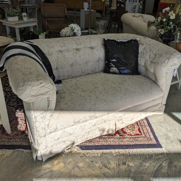 Photo of Couch, Loveseat & chair, Chesterfield style in Ivory