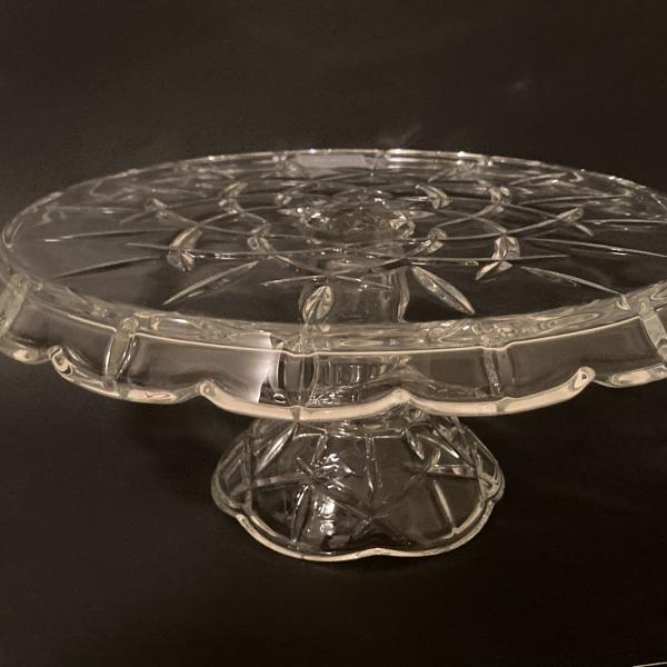 Photo of Gorham Lady Anne round cake plate stand crystal made in Germany label/sticker