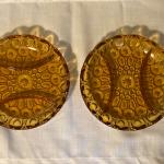 Lot of 2 Vintage amber moon and stars 3 section divided dishes