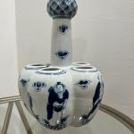Chinese Porcelain Bulb Vase with People and Lotus Top