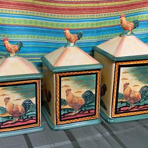 Photo of Countryside Rooster Hand Painted Ceramic Canister